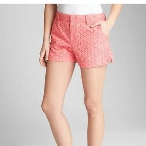 NWT Gap Size 12 Salmon Pink Eyelet Lace Tailored City Shorts Summer